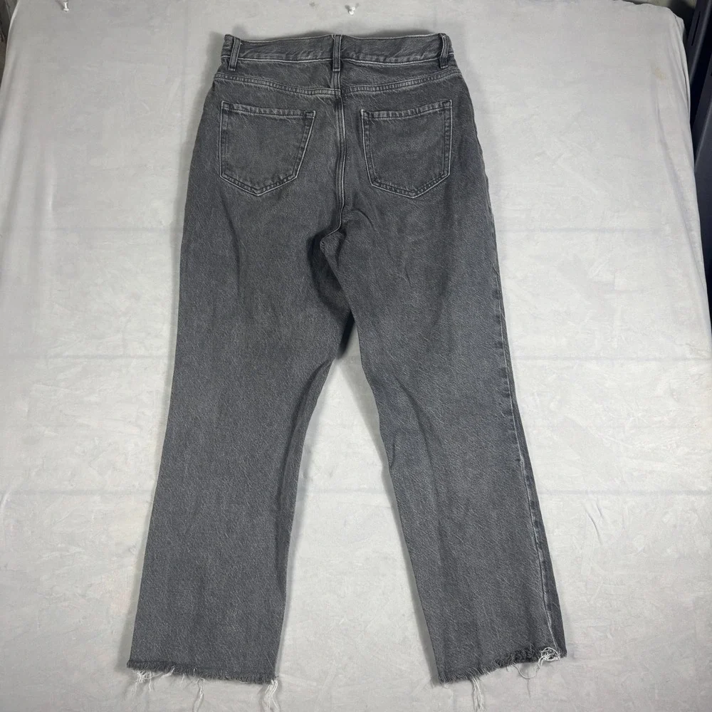 PacSun Womens Straight Jeans Dark Gray Denim Fray‎ Raw Hem High Rise Outdoor 28